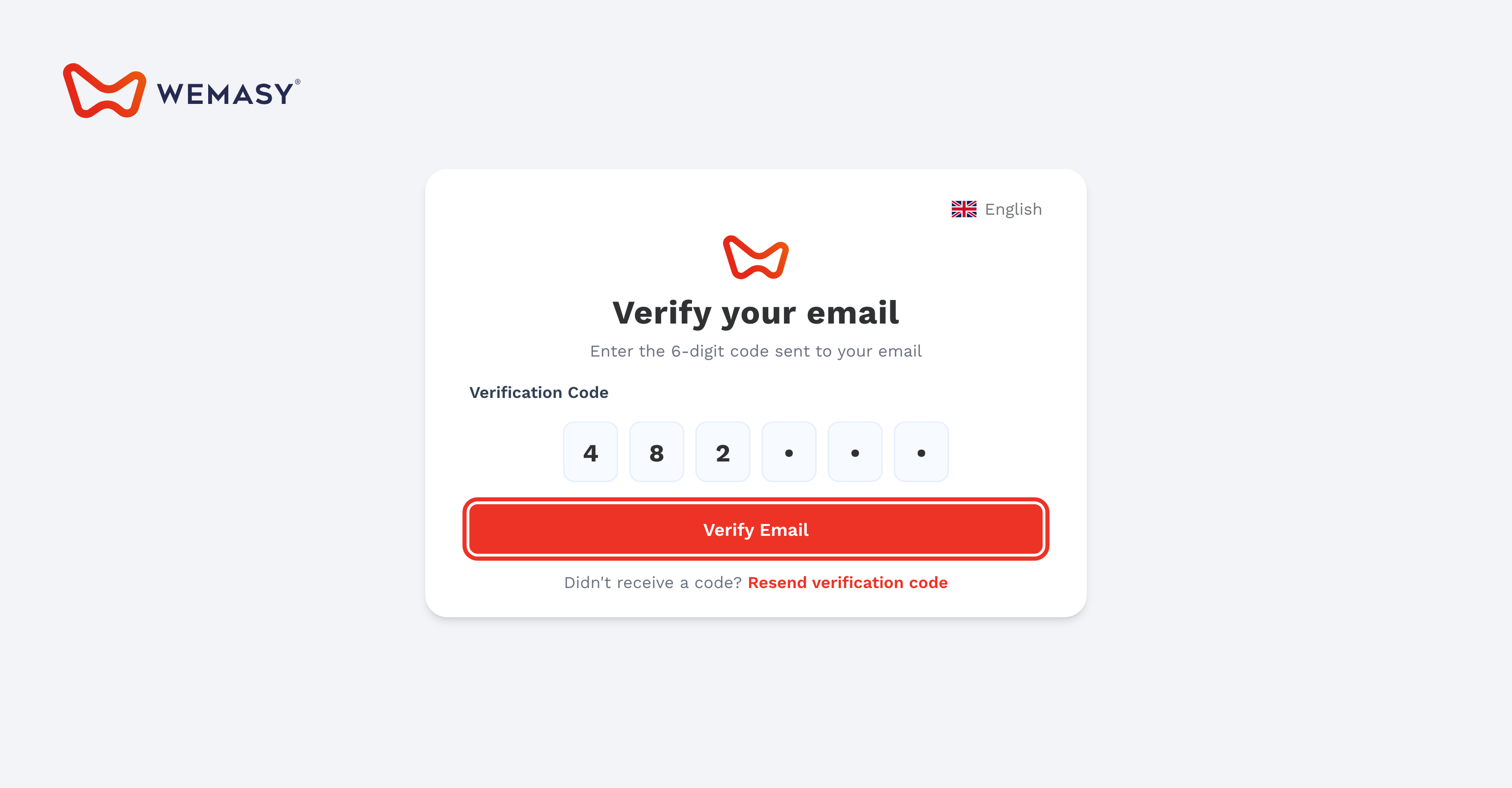 Ekran weryfikacji adresu e-mail WEMASY