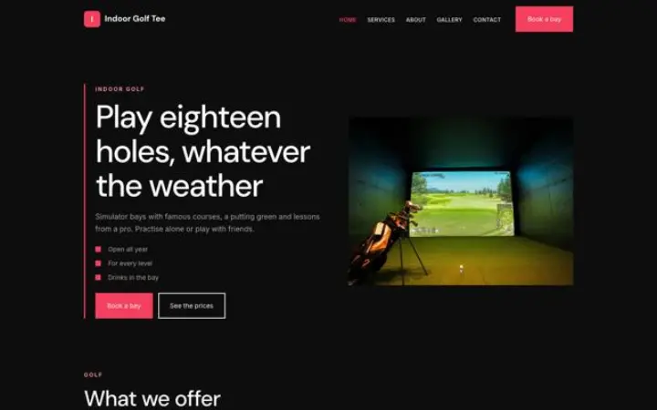 Strona dla branży: symulator golfowy