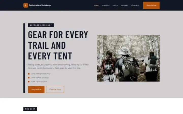 Strona dla branży: sklep outdoorowy