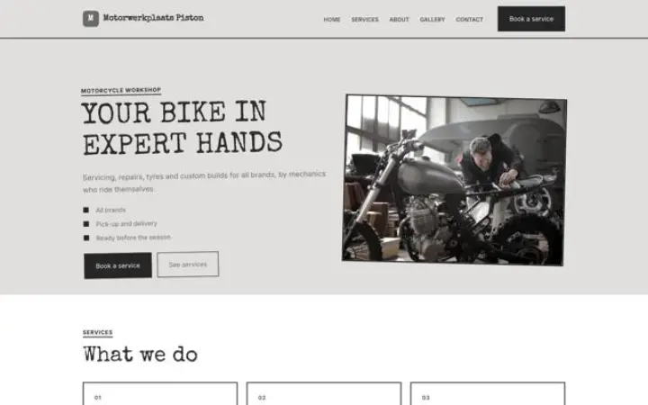 Strona dla branży: warsztat motocyklowy
