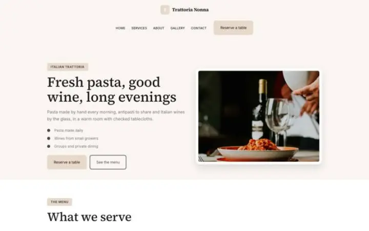 Strona dla branży: włoska trattoria