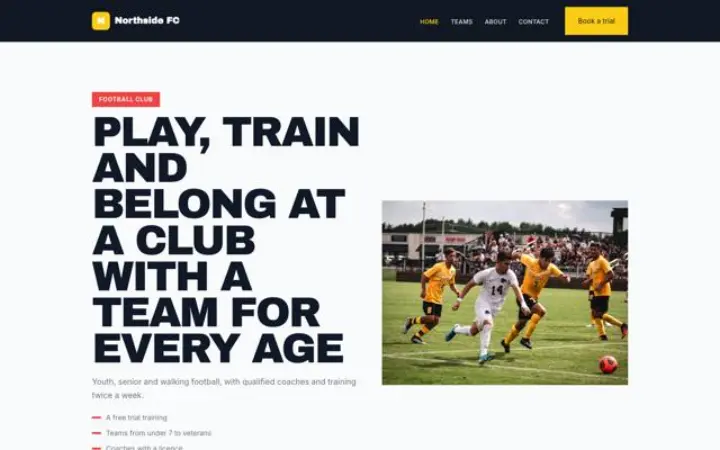 Strona dla branży: klub sportowy