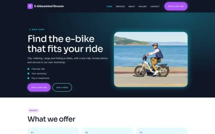 Strona dla branży: sklep z e-bike'ami