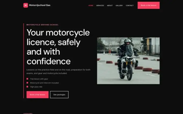 Strona dla branży: szkoła jazdy na motocyklu