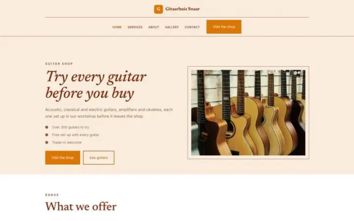 Strona dla branży: sklep z gitarami