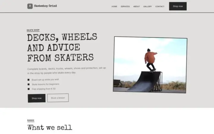Strona dla branży: skate shop