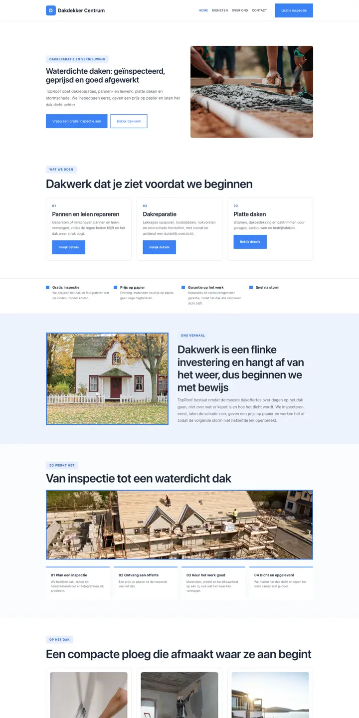 Przykładowa strona, branża: dekarz