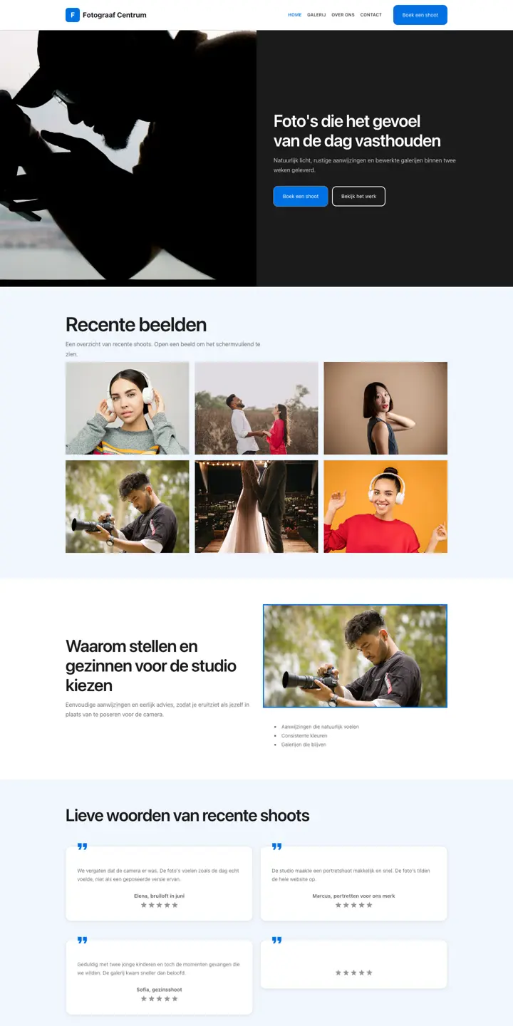 Przykładowa strona, branża: fotograf